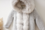 Picture of Grey Fur Front Cardigan: Safe and Warm Woolen Wear for Babies