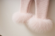 Picture of Pink Knitwear Baby Coat with Detachable Fur Hood and Collar