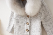Picture of Grey Furry Double Knitwear Suit: Safe and Cozy for Babies, with Detachable Fur Hood