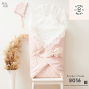 Picture of Pink Furry Knitwear Swaddle: Allergen-Free with Removable Lace, Perfect for Newborns (0-18kg), Made in Turkey