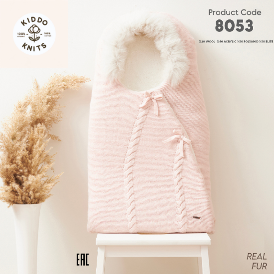 Picture of Pink Fur Bow Baby Carrier: Soft, Allergen-Free, and Comfortable for 0-18kg (0-3 Years)