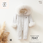 Picture of Grey Sleeve Furry Jumpsuit: Safe and Warm Acrylic Knitwear for Babies