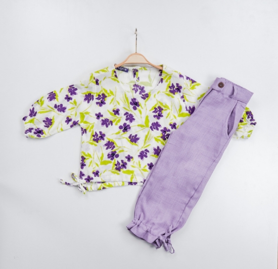 Picture of CEMIX Girl Two-Piece Set (Pant and Shirt) - Lilac, Green, and Pink