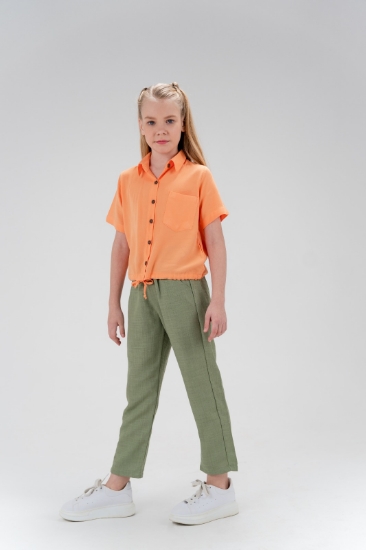 Picture of CEMIX Girl Two-Piece Set (Pant and Shirt) - Green Pants and Orange T-Shirt, Pink Pants and White T-Shirt