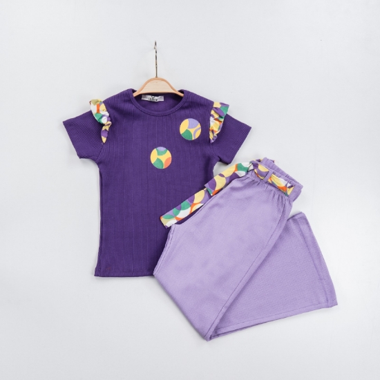 Picture of CEMIX Girl Two-Piece Set (Pant and Shirt) - Purple, Pink, and Green