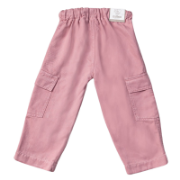 Picture of Light Pink Cotton Girls' Pants with Functional Pockets