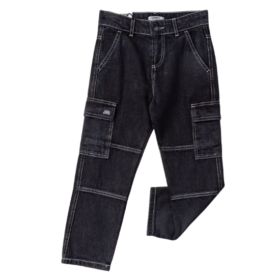 Picture of Black Denim Jeans with Stylish Side Pockets