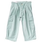 Picture of  Girls' Stylish Light Green Cotton Pants with Pockets and Belt Loops