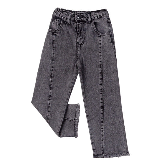 Picture of Girls' Cotton Blend Black & White Elastic Waistband Jeans - Versatile and Comfy