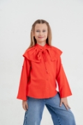 Picture of CEMIX Girl Cotton Shirt in White and Orange