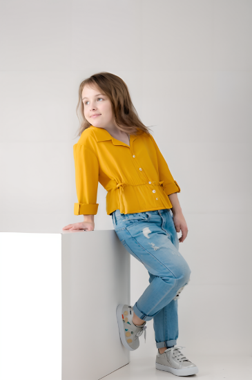 Picture of CEMIX Kız Çocuk Pamuklu Gömlek Sarı