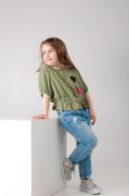 Picture of CEMIX Girl Cotton Shirt in Cinnamon, Yellow, Green, Pink, and White